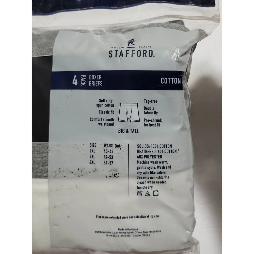 Stafford 4-Pack Men's Big & Tall Cotton Boxer Briefs